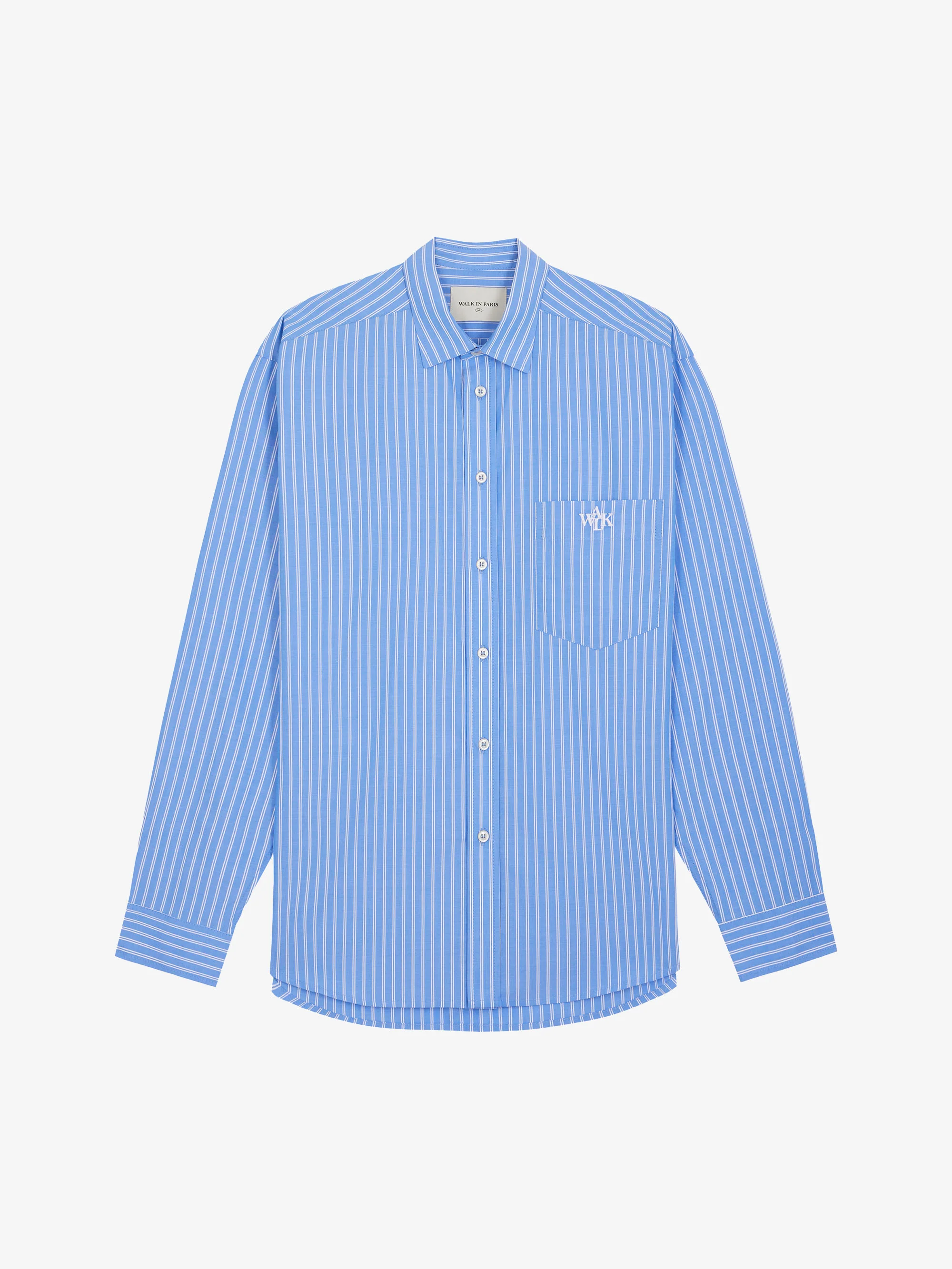 La chemise manches longues bleue rayée