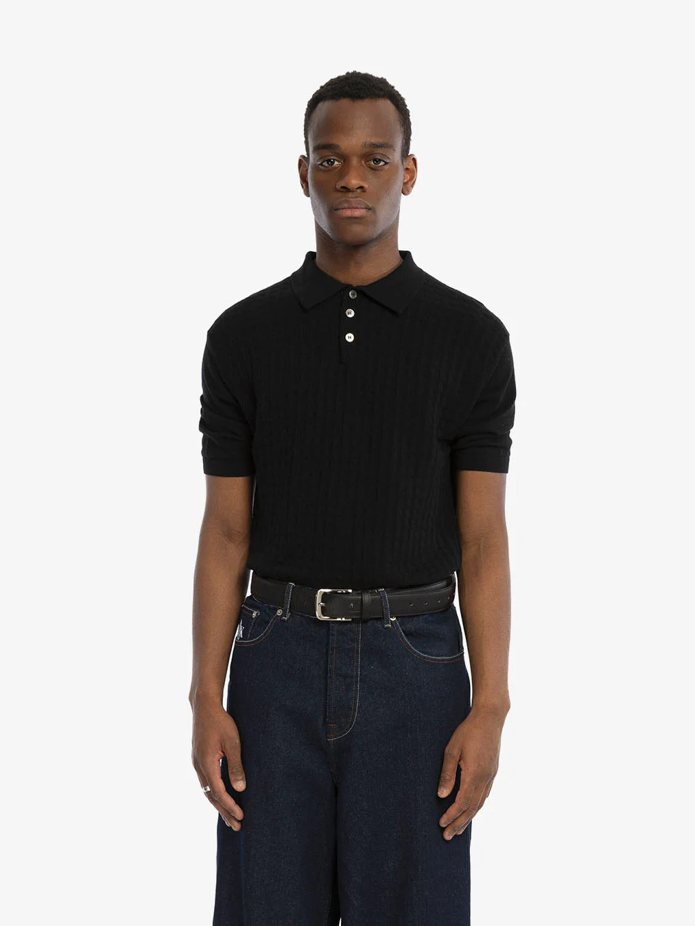 Le polo noir en maille torsadée - Image 2