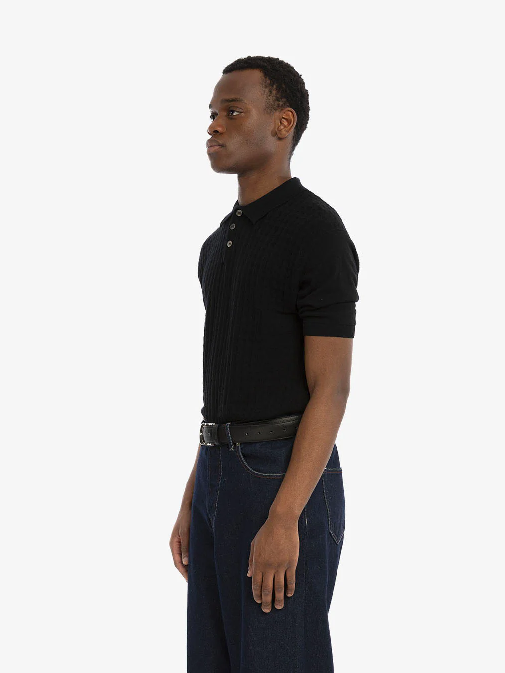 Le polo noir en maille torsadée - Image 3