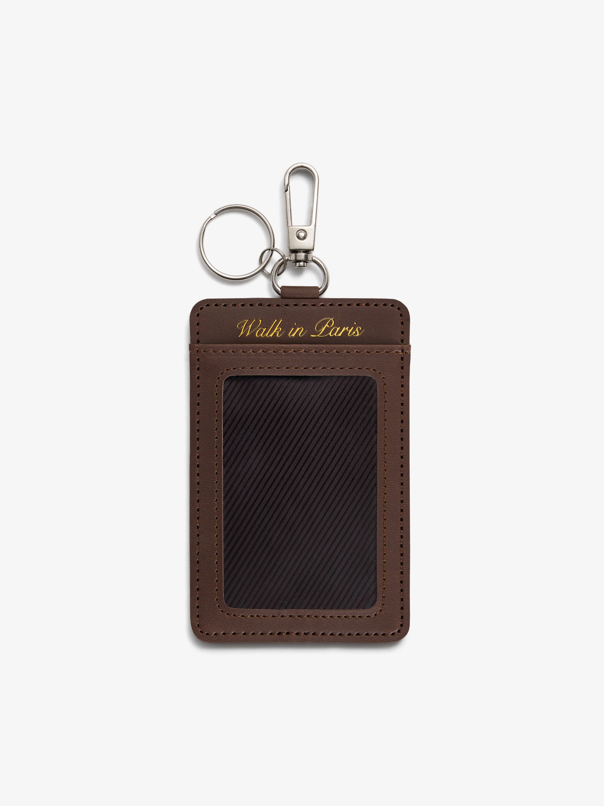 Le porte-clés photo en cuir marron
