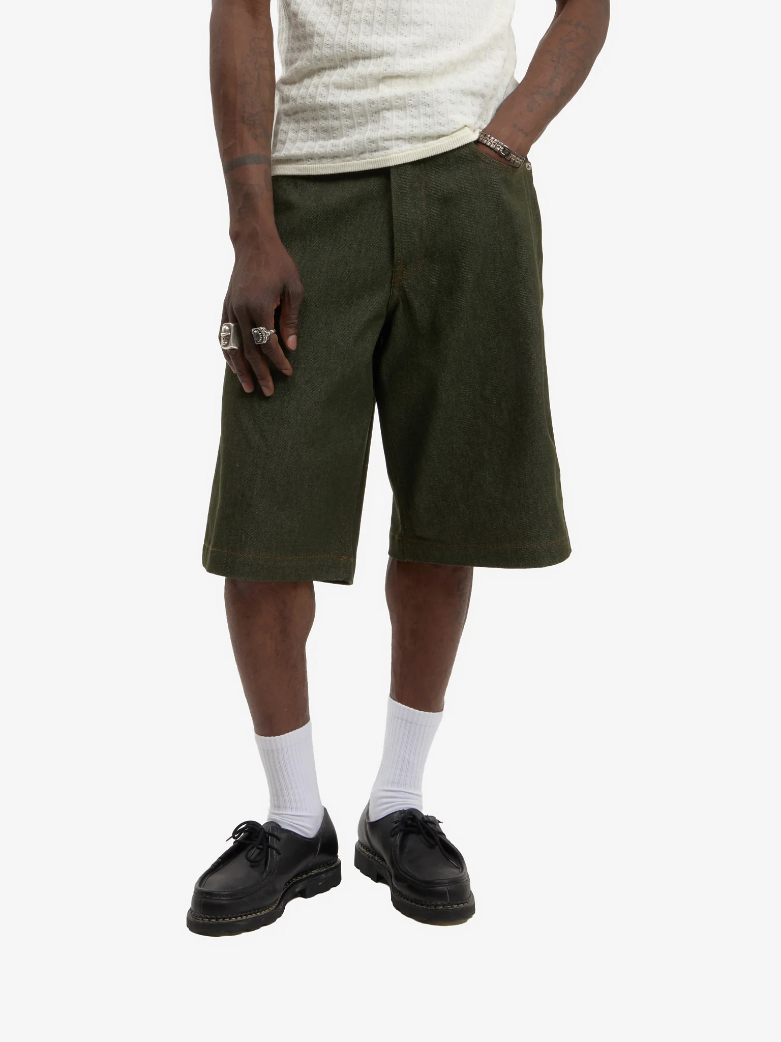 Le short baggy en denim brut vert - Image 7