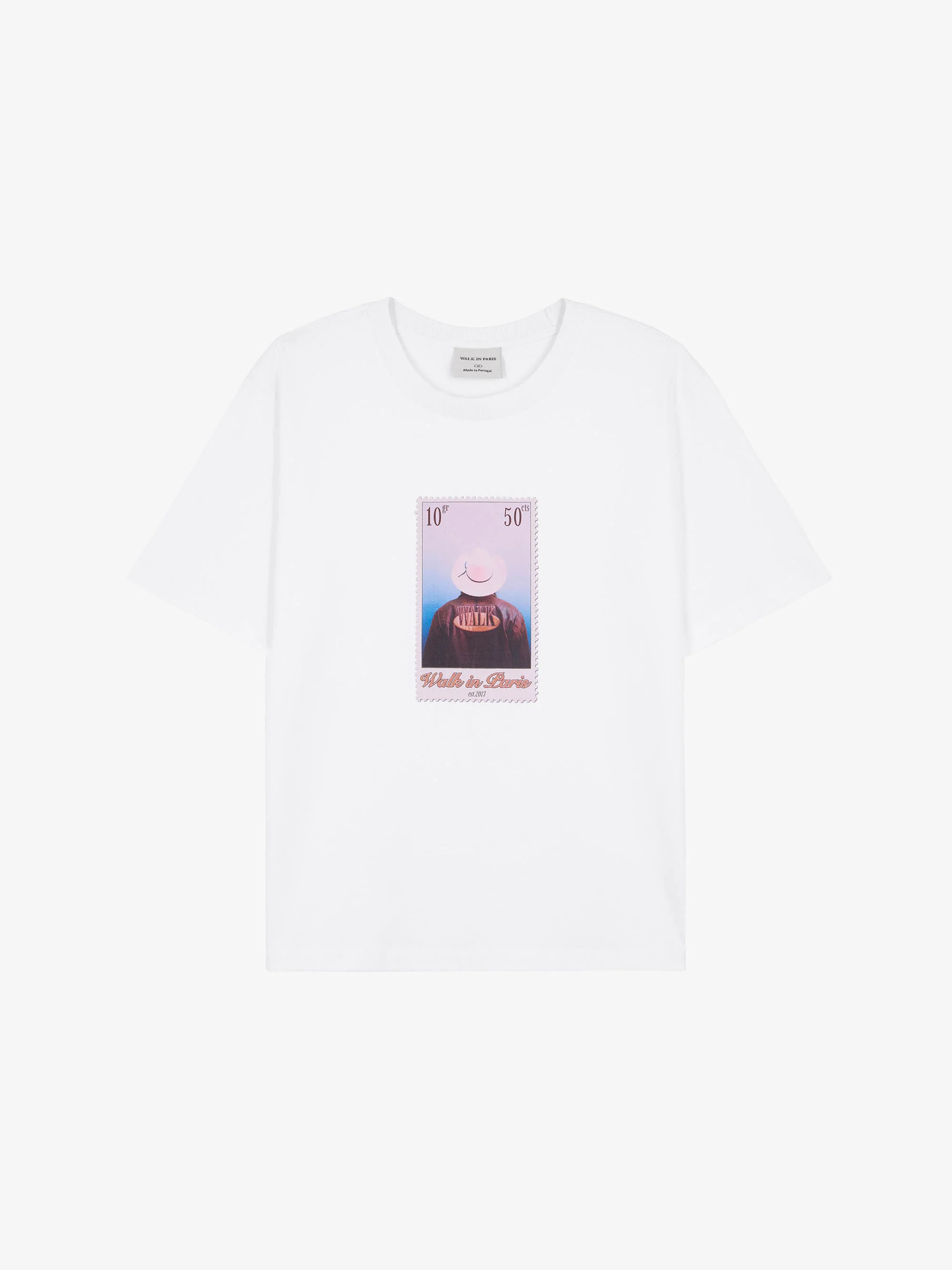 Le t-shirt timbre "Veste en cuir"