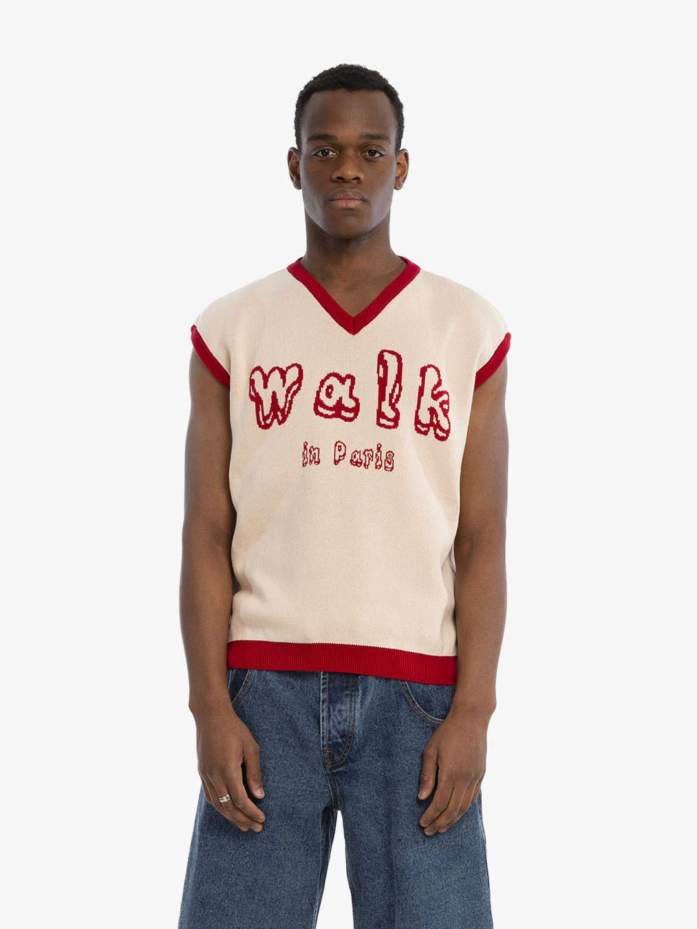 Le pull sans manches en maille rouge - Image 2