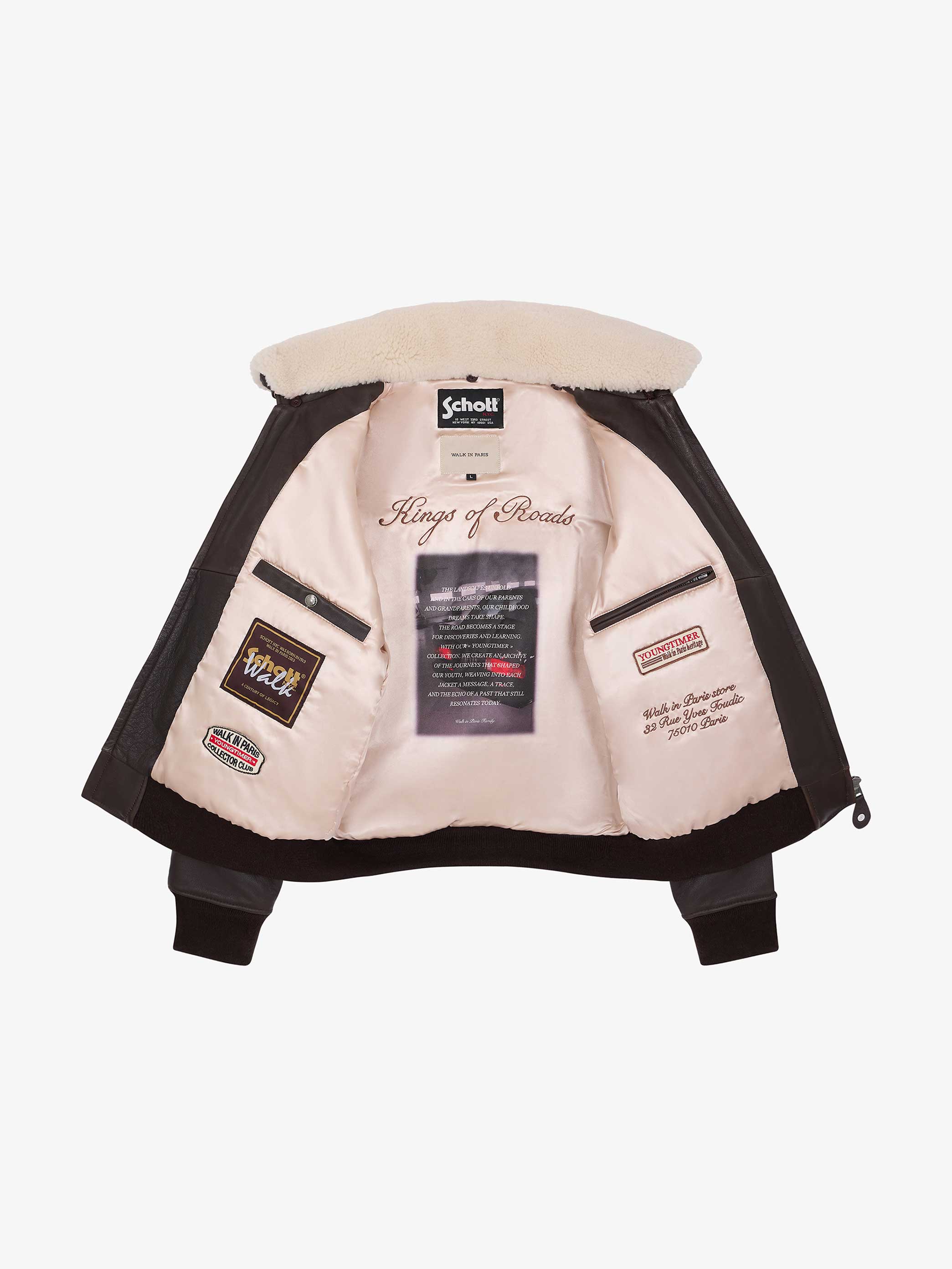 Walk in Paris X Schott NYC ® - La flight jacket marron Youngtimer - Image 3